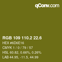 カラーコード: RGB 109 110.2 22.6 | qconv.com