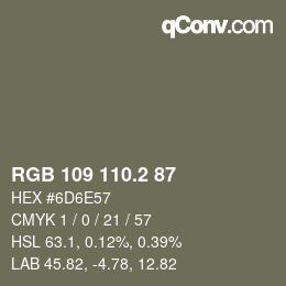 カラーコード: RGB 109 110.2 87 | qconv.com