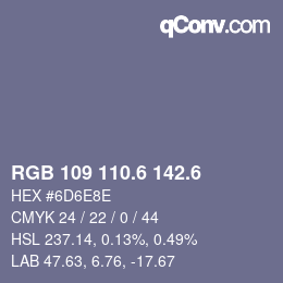 カラーコード: RGB 109 110.6 142.6 | qconv.com