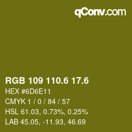 カラーコード: RGB 109 110.6 17.6 | qconv.com