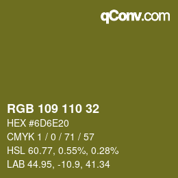 カラーコード: RGB 109 110 32 | qconv.com