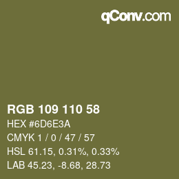 カラーコード: RGB 109 110 58 | qconv.com