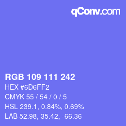 Color code: RGB 109 111 242 | qconv.com
