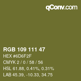 Código de color: RGB 109 111 47 | qconv.com