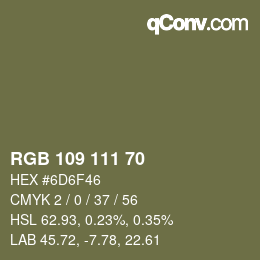 Farbcode: RGB 109 111 70 | qconv.com