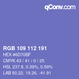 Color code: RGB 109 112 191 | qconv.com