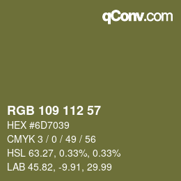 Farbcode: RGB 109 112 57 | qconv.com