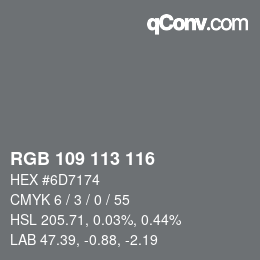 Código de color: RGB 109 113 116 | qconv.com