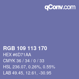 Color code: RGB 109 113 170 | qconv.com