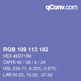 Color code: RGB 109 113 182 | qconv.com