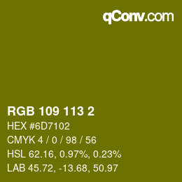 Color code: RGB 109 113 2 | qconv.com