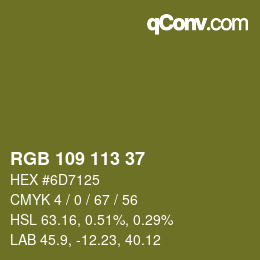 Code couleur: RGB 109 113 37 | qconv.com