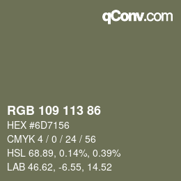 颜色代码: RGB 109 113 86 | qconv.com