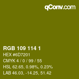 Color code: RGB 109 114 1 | qconv.com