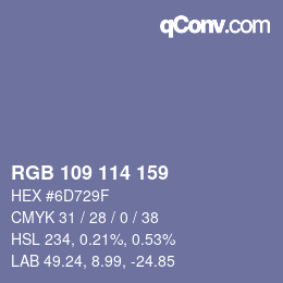 Color code: RGB 109 114 159 | qconv.com