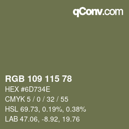 Color code: RGB 109 115 78 | qconv.com