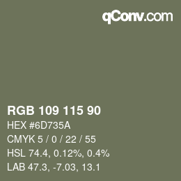 Color code: RGB 109 115 90 | qconv.com