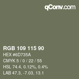 Código de color: RGB 109 115 90 | qconv.com