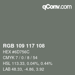Farbcode: RGB 109 117 108 | qconv.com