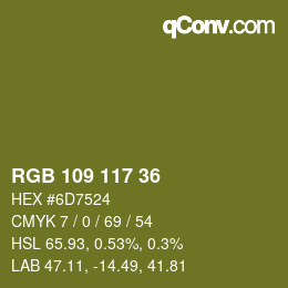 Color code: RGB 109 117 36 | qconv.com