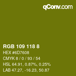 Color code: RGB 109 118 8 | qconv.com