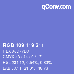 カラーコード: RGB 109 119 211 | qconv.com