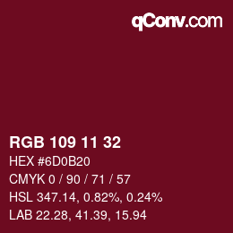 カラーコード: RGB 109 11 32 | qconv.com