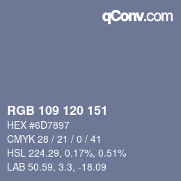 カラーコード: RGB 109 120 151 | qconv.com