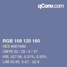 Color code: RGB 109 120 160 | qconv.com