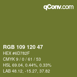 カラーコード: RGB 109 120 47 | qconv.com