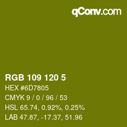 カラーコード: RGB 109 120 5 | qconv.com