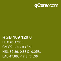 颜色代码: RGB 109 120 8 | qconv.com