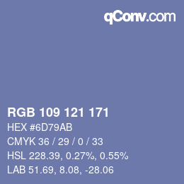 Color code: RGB 109 121 171 | qconv.com