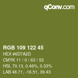 Code couleur: RGB 109 122 45 | qconv.com