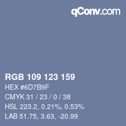 カラーコード: RGB 109 123 159 | qconv.com