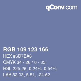 Color code: RGB 109 123 166 | qconv.com