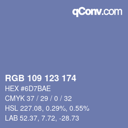 カラーコード: RGB 109 123 174 | qconv.com
