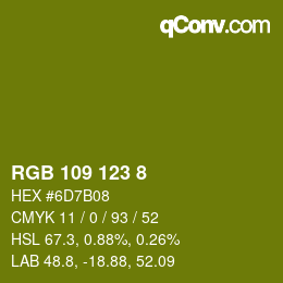 カラーコード: RGB 109 123 8 | qconv.com