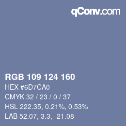 Color code: RGB 109 124 160 | qconv.com