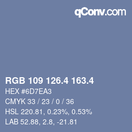 カラーコード: RGB 109 126.4 163.4 | qconv.com