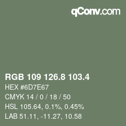 カラーコード: RGB 109 126.8 103.4 | qconv.com