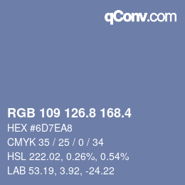 カラーコード: RGB 109 126.8 168.4 | qconv.com