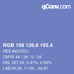 カラーコード: RGB 109 126.8 193.4 | qconv.com