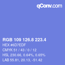 カラーコード: RGB 109 126.8 223.4 | qconv.com