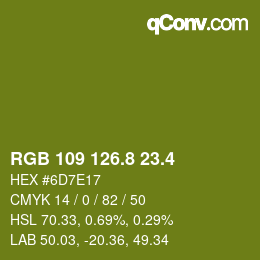 カラーコード: RGB 109 126.8 23.4 | qconv.com