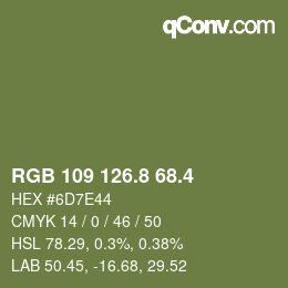 カラーコード: RGB 109 126.8 68.4 | qconv.com