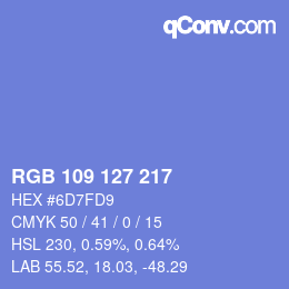 カラーコード: RGB 109 127 217 | qconv.com
