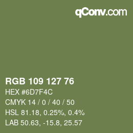 Farbcode: RGB 109 127 76 | qconv.com