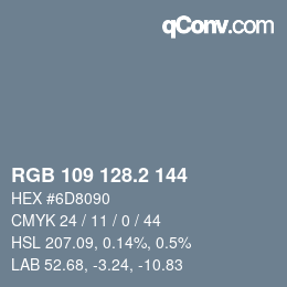 カラーコード: RGB 109 128.2 144 | qconv.com