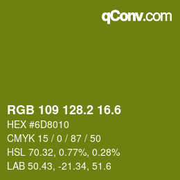カラーコード: RGB 109 128.2 16.6 | qconv.com